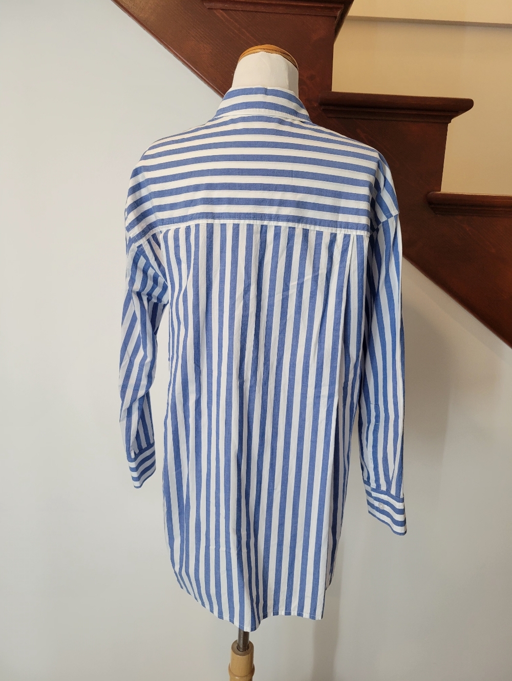 Madewell Airy Oversized Fit Poplin Stripe Button Up Shirt Size XXS - Picture 9 of 9